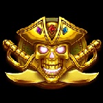 Pirate skull symbol in Adventures Of Doubloon Island Link And Win slot