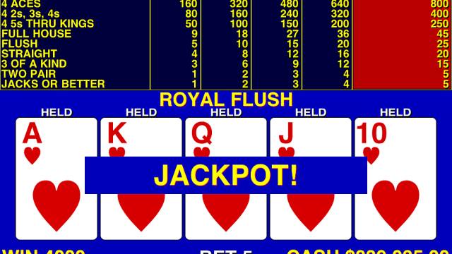 Probability of royal flush in video poker