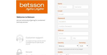 Betsson casino: Registration