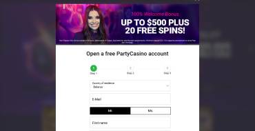 PartyCasino: Regestering