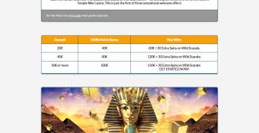 Temple Nile casino: Promotions