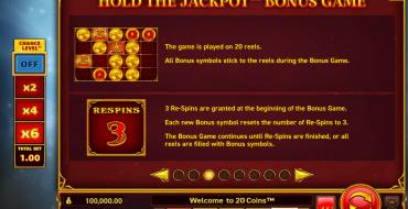 20 Coins: Free spins and/or respins