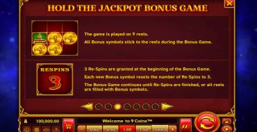 9 Coins: Free spins and/or respins