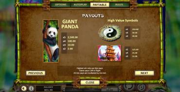 Bamboo Rush: Paytable