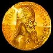 Scatter in the form of a gold coin with the face of an elder symbol in Silk Road slot