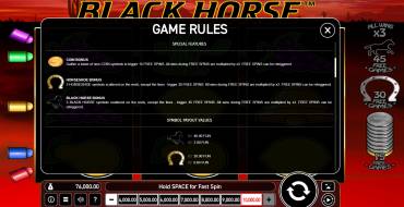 Black Horse: Payout table