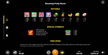 Booming Fruity Boom: Payout table