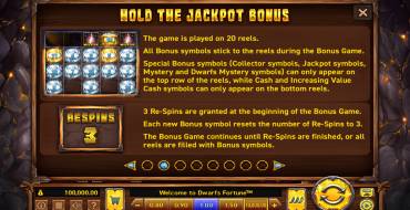 Dwarfs Fortune: Free spins and/or respins