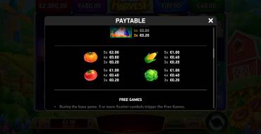 Go High Harvest: Payout table 2