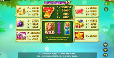 Lady Fruits 20: Payout table