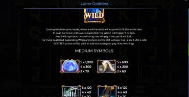 Lunar Goddess: Payout table