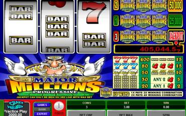 Major Millions 3 Reel Progressive slot (Canada)