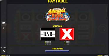 Mega Bars: Find the Lady Fortune Play: Payout table