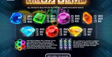 Mega Gems: Paytable