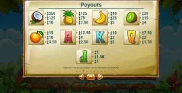 Mount Mazuma: Paytable