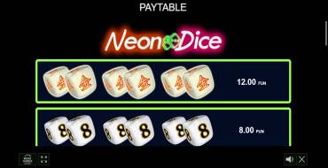 Neon Dice: Payout table