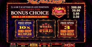 Red Hot Devil: Paytable