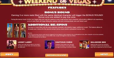 Weekend in Vegas: Bonus games