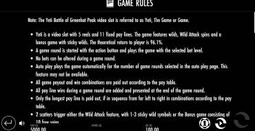 Yeti: Battle of Greenhat Peak: Rules of the game