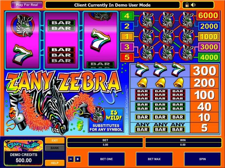 Play Zany Zebra slot CA