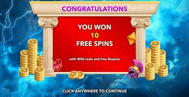 Zeus the Invincible: Free spins and/or respins